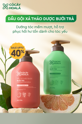 Combo Dầu Gội Xả Bưởi Trà Cỏ Cây Hoa Lá 350g – Phục Hồi & Chăm Sóc Tóc Hư Tổn